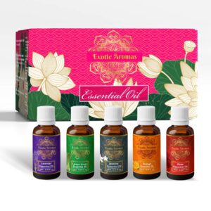 Exotic Aromas Essential Oil Lavender Lemongrass Jasmine Orange Mandarin Rose oil Pack of 5