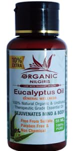 ORGANIC NILGIRIS Live with Radiant Heath Eucalyptus oil essential oil Natural and Pure Nilgiri oil eucalyptus aroma essential oilsteam inhaler for cold eucalyptus oil for cold and cough 55ml