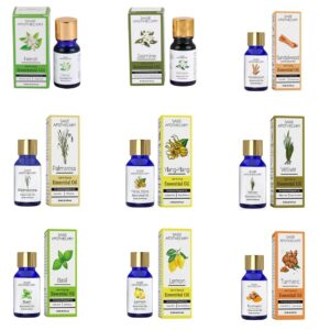 Sage Apothecary 100 Pure Essential Oils Neroli Jasmine Sandalwood Palmarosa Ylang Ylang Vetiver Basil Lemon Turmeric 10 ML Set of 9