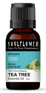 6 Soulflower Organic Tea Tree Essential Oil for Skin Hair Face Acne Care Dandruff | 22 years of worldwide Trust Ecocert Certified Organic 100 Pure Natural Undiluted Therapeutic Grade | 10ml